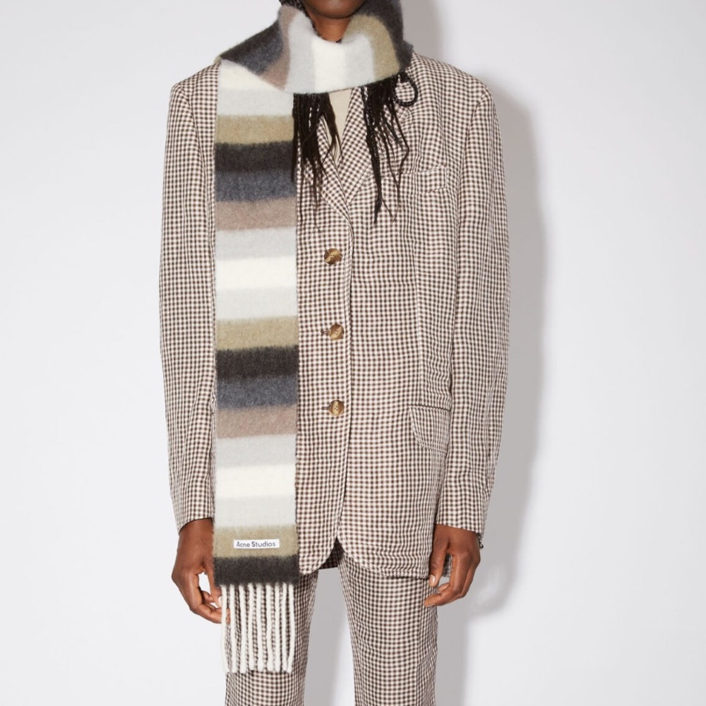 Acne Studios Gray & Brown Stripe Scarf